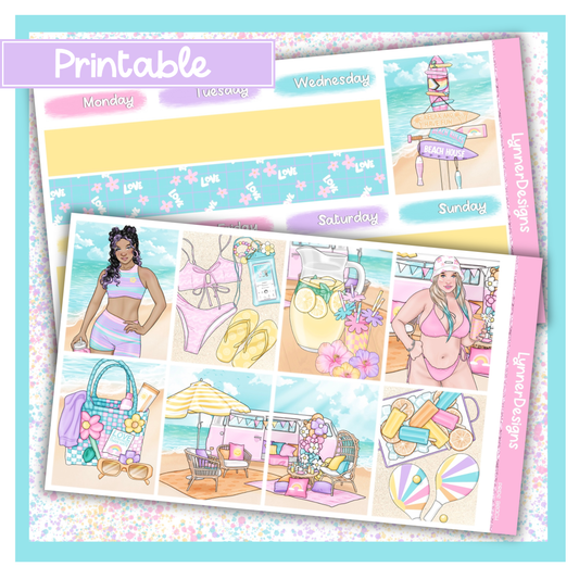 Printable - Pride Beach - Vertical Weekly Kit