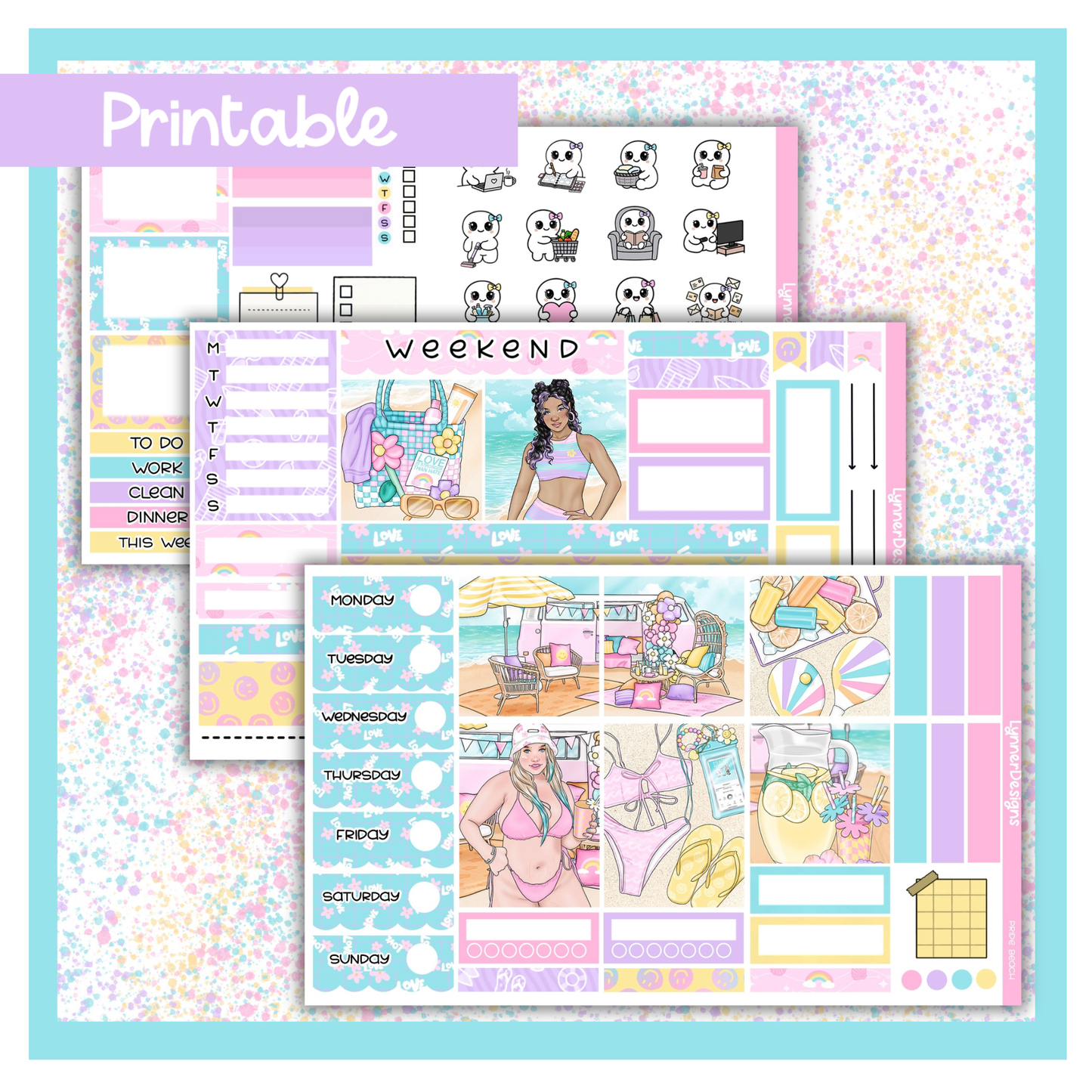 Printable - Pride Beach Hobonichi Cousin Weekly Kit