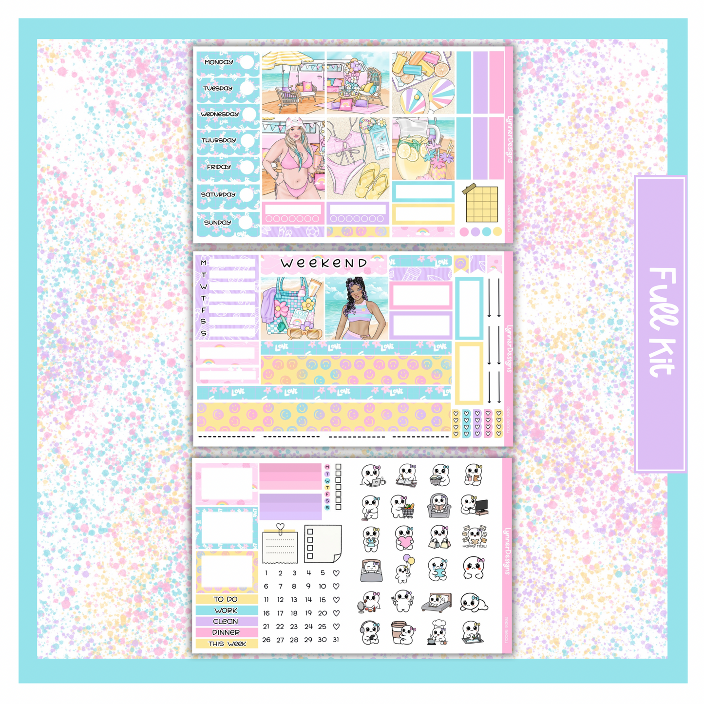 Printable - Pride Beach Hobonichi Cousin Weekly Kit