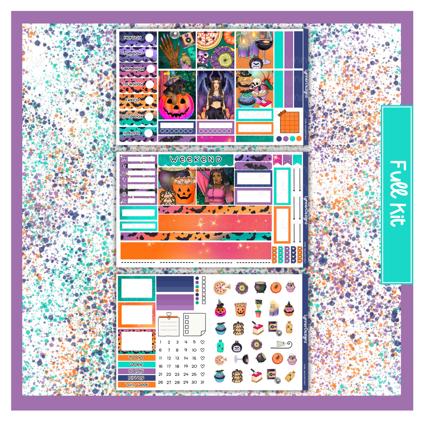 Printable - Dark Enchantment Hobonichi Cousin Weekly Kit