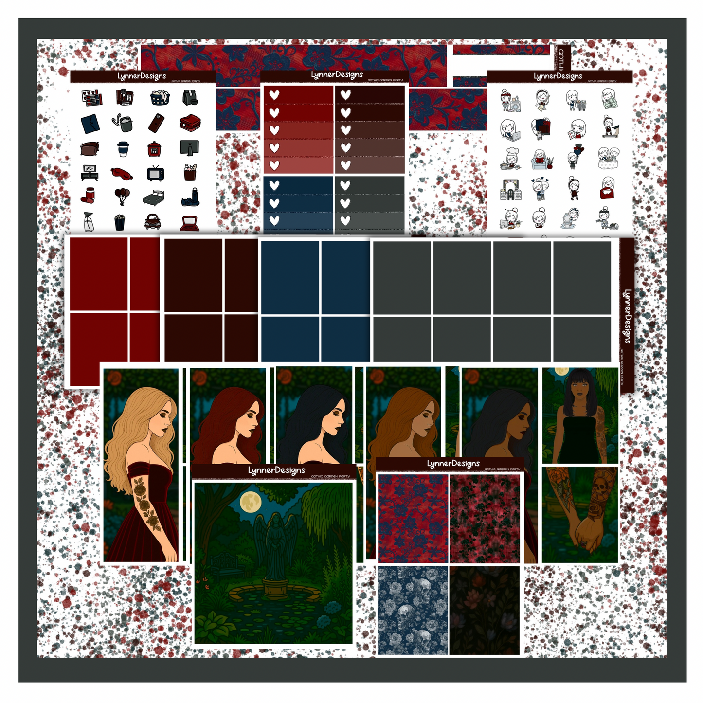 Printable - Gothic Garden Party - Vertical - Weekly Kit