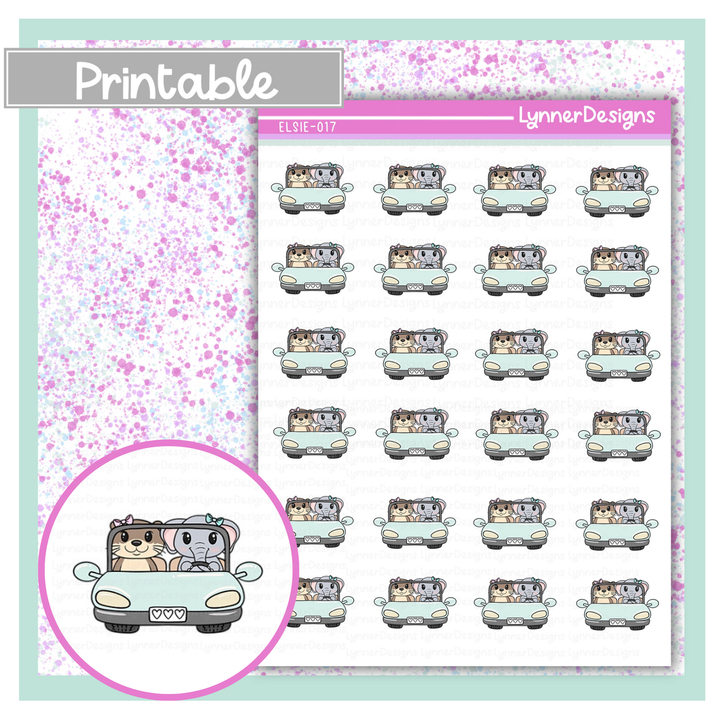 Printable - Elsie 017 - Friends Driving Car