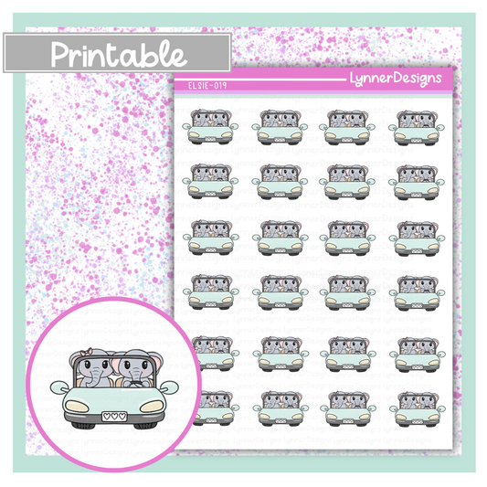 Printable - Elsie 019 - Couple Driving Car