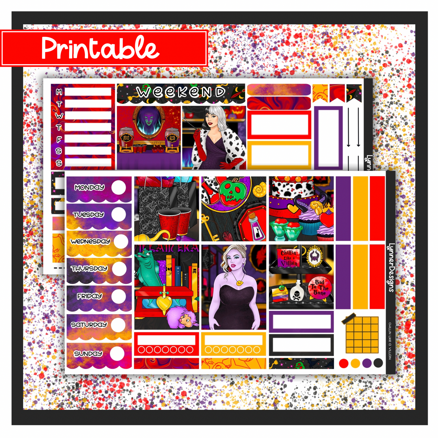 Printable - Chillin Like a Villain Hobonichi Cousin Weekly Kit
