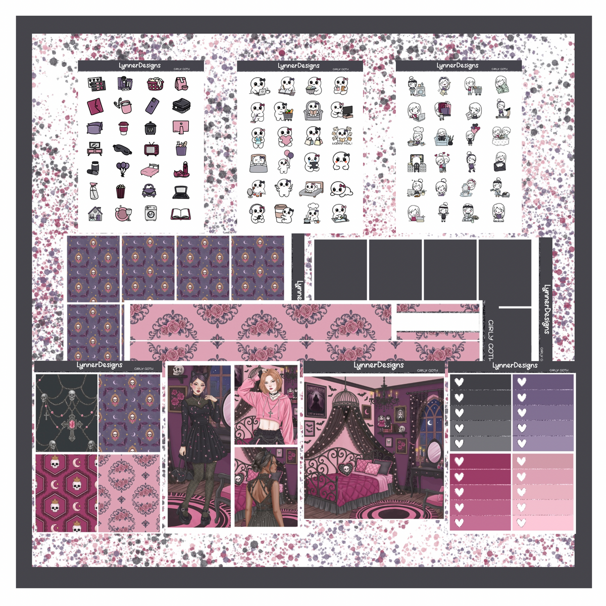 Printable - Girly Goth - Vertical Weekly Kit