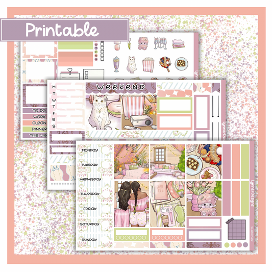 Printable - Sleepover Hobonichi Cousin Weekly Kit