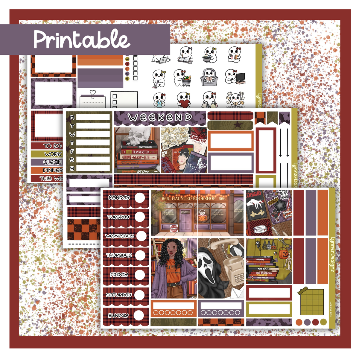Printable - Horror Fan Hobonichi Cousin Weekly Kit
