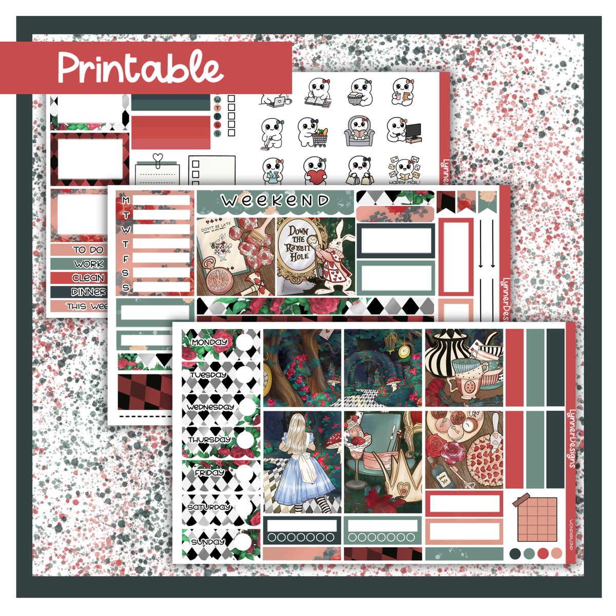 Printable - Wonderland Hobonichi Cousin Weekly Kit