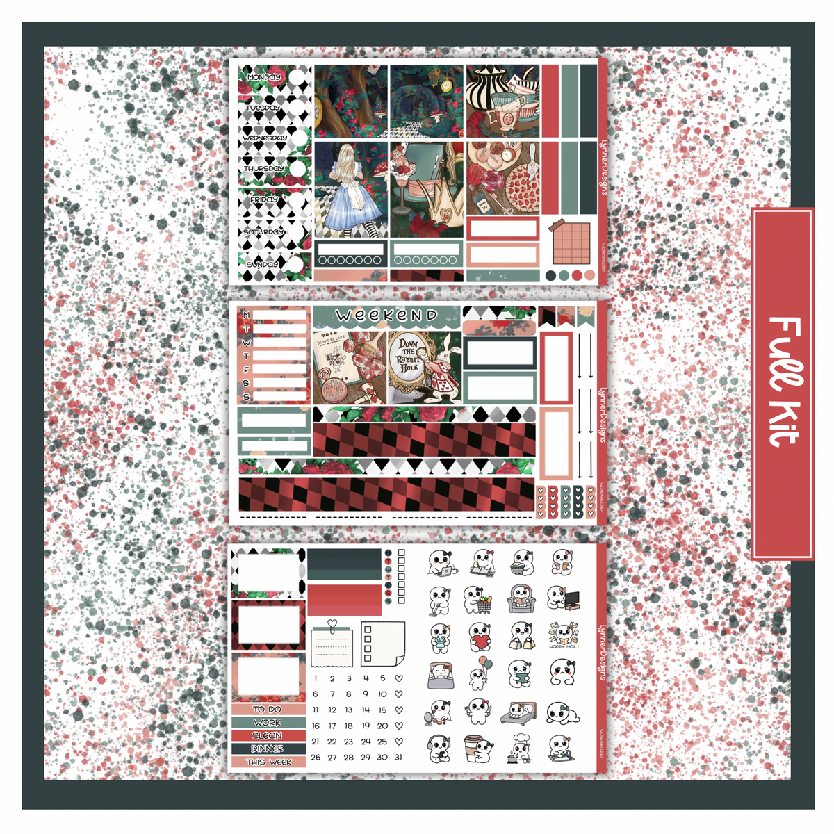 Printable - Wonderland Hobonichi Cousin Weekly Kit