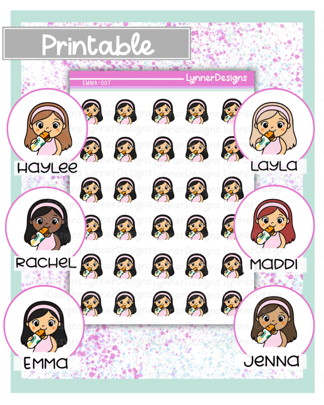 Printable - 007 Girl Character - Sandwich- Food