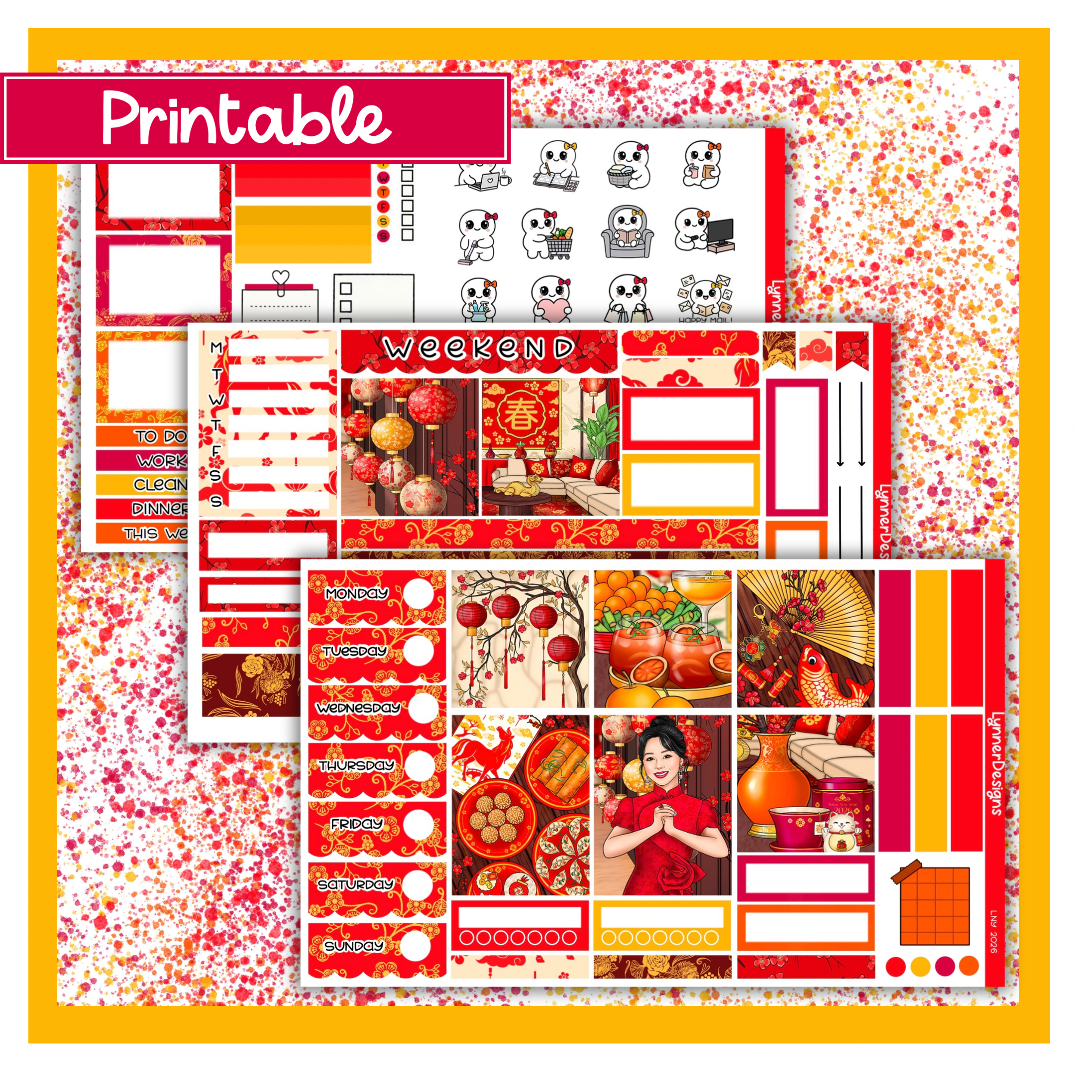 Printable - LNY 2026 Hobonichi Cousin Weekly Kit – LynnerDesigns