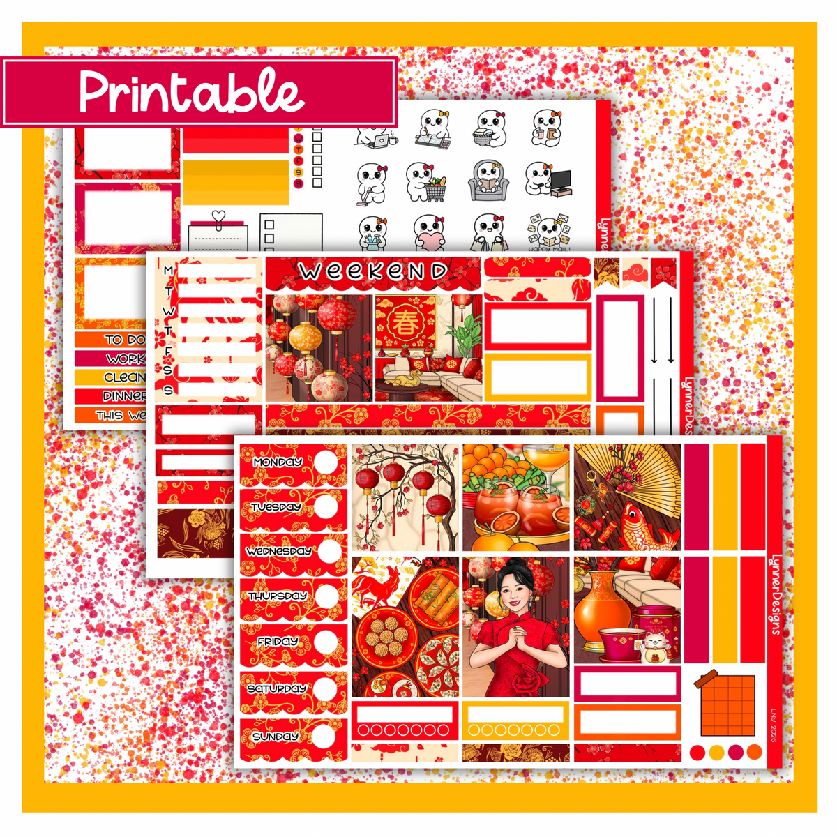 Printable - LNY 2026 Hobonichi Cousin Weekly Kit – LynnerDesigns