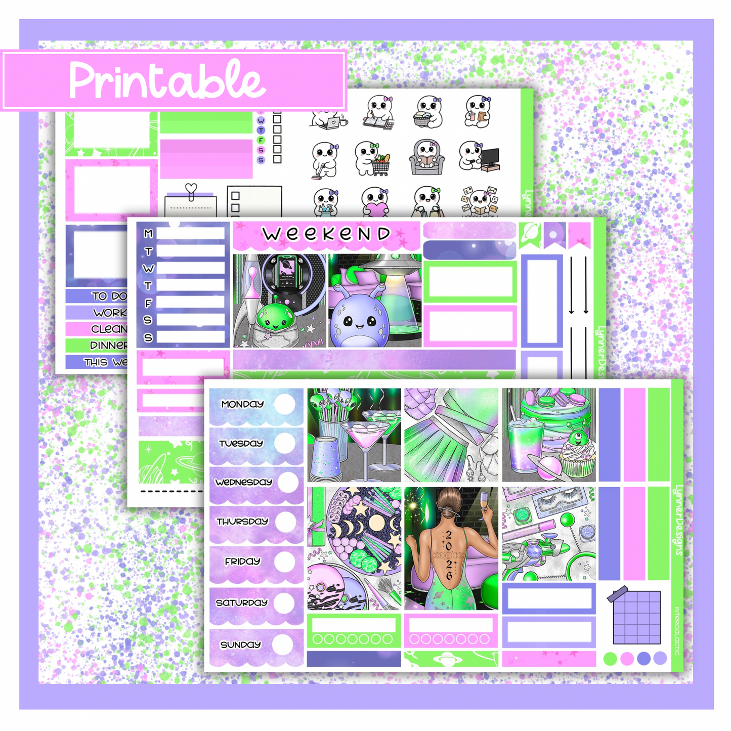 Printable - Intergalactic Hobonichi Cousin Weekly Kit