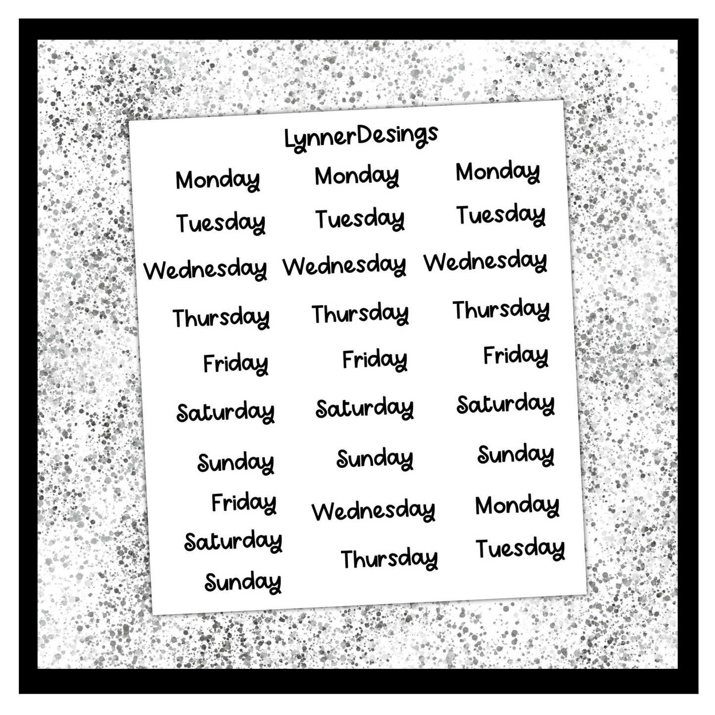 Days of the Week - Choose Foil Color