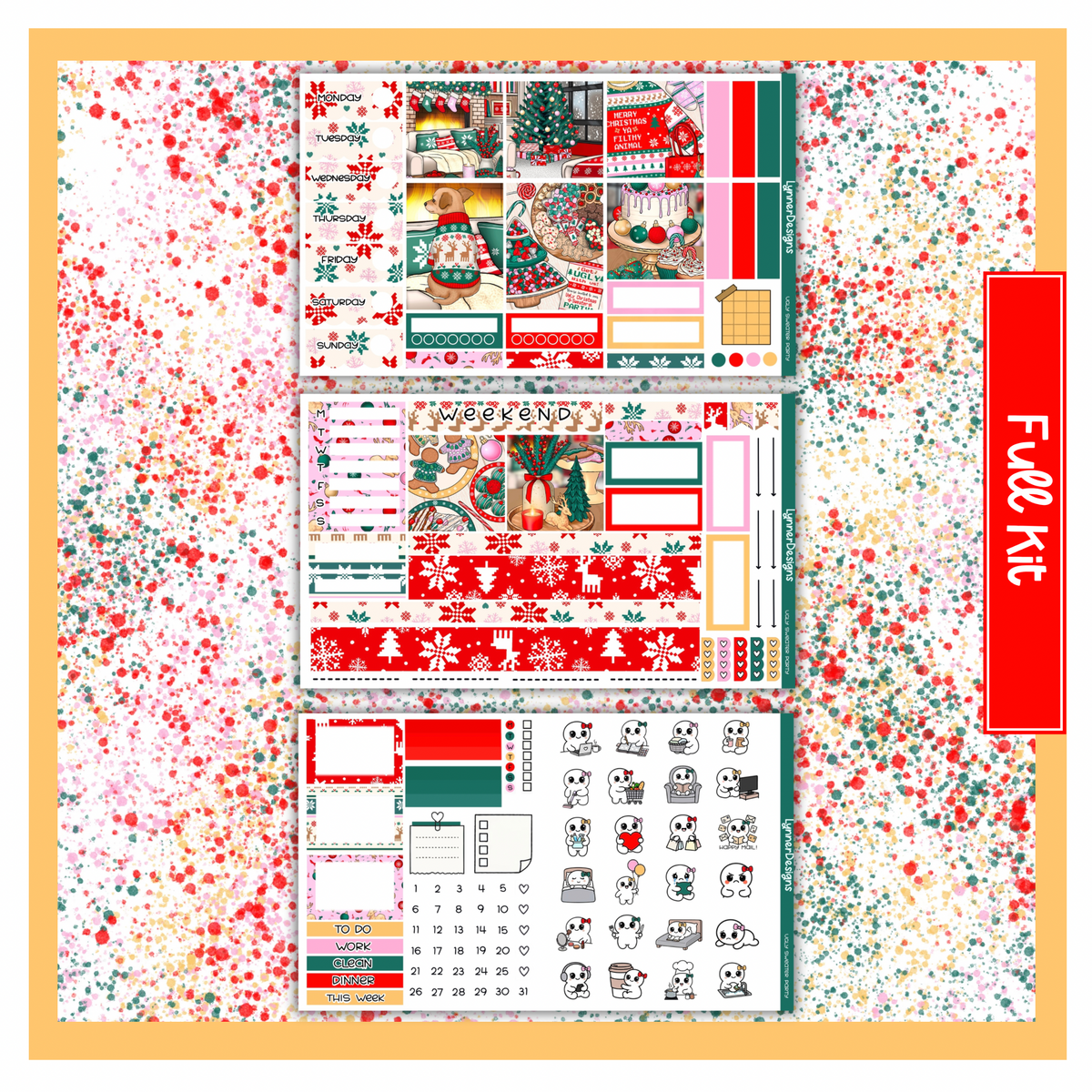 Printable - Ugly Sweater Party Hobonichi Cousin Weekly Kit