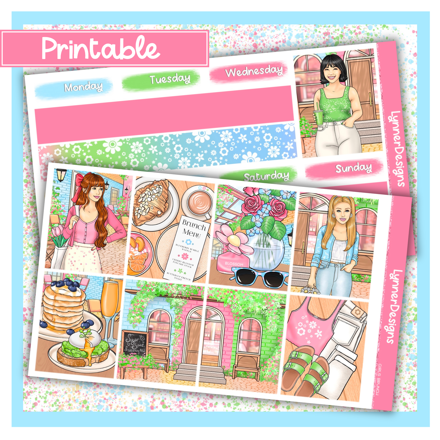 Printable - Girls Brunch - Vertical Weekly Kit