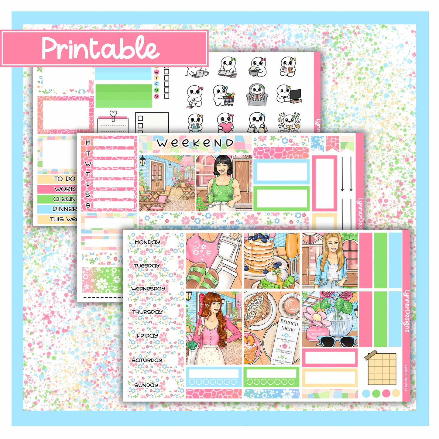 Printable - Girls Brunch Hobonichi Cousin Weekly Kit