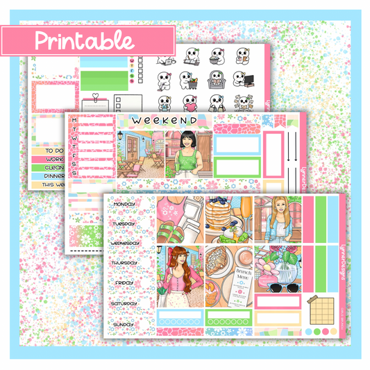 Printable - Girls Brunch Hobonichi Cousin Weekly Kit