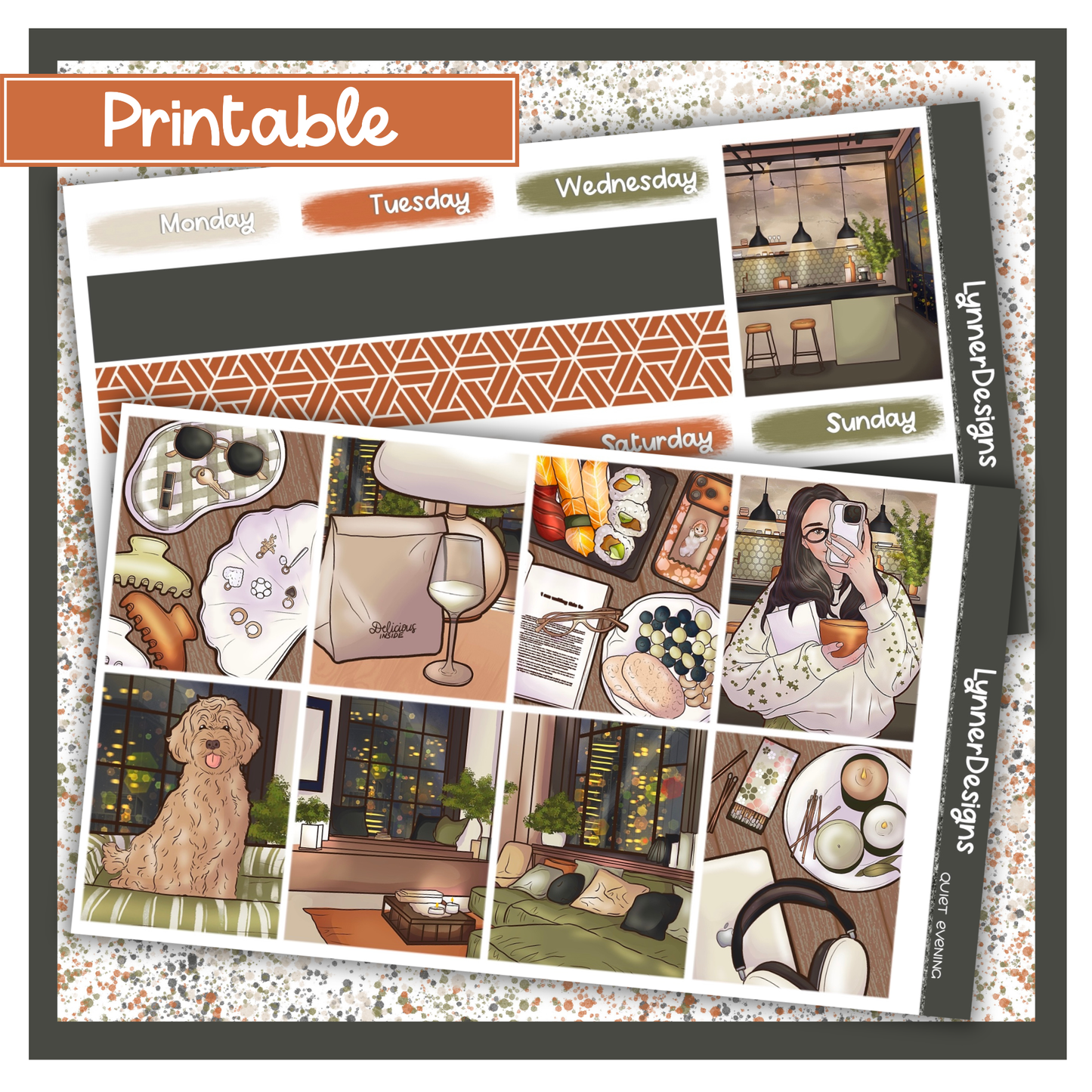 Printable - Quiet Evening - Vertical Weekly Kit