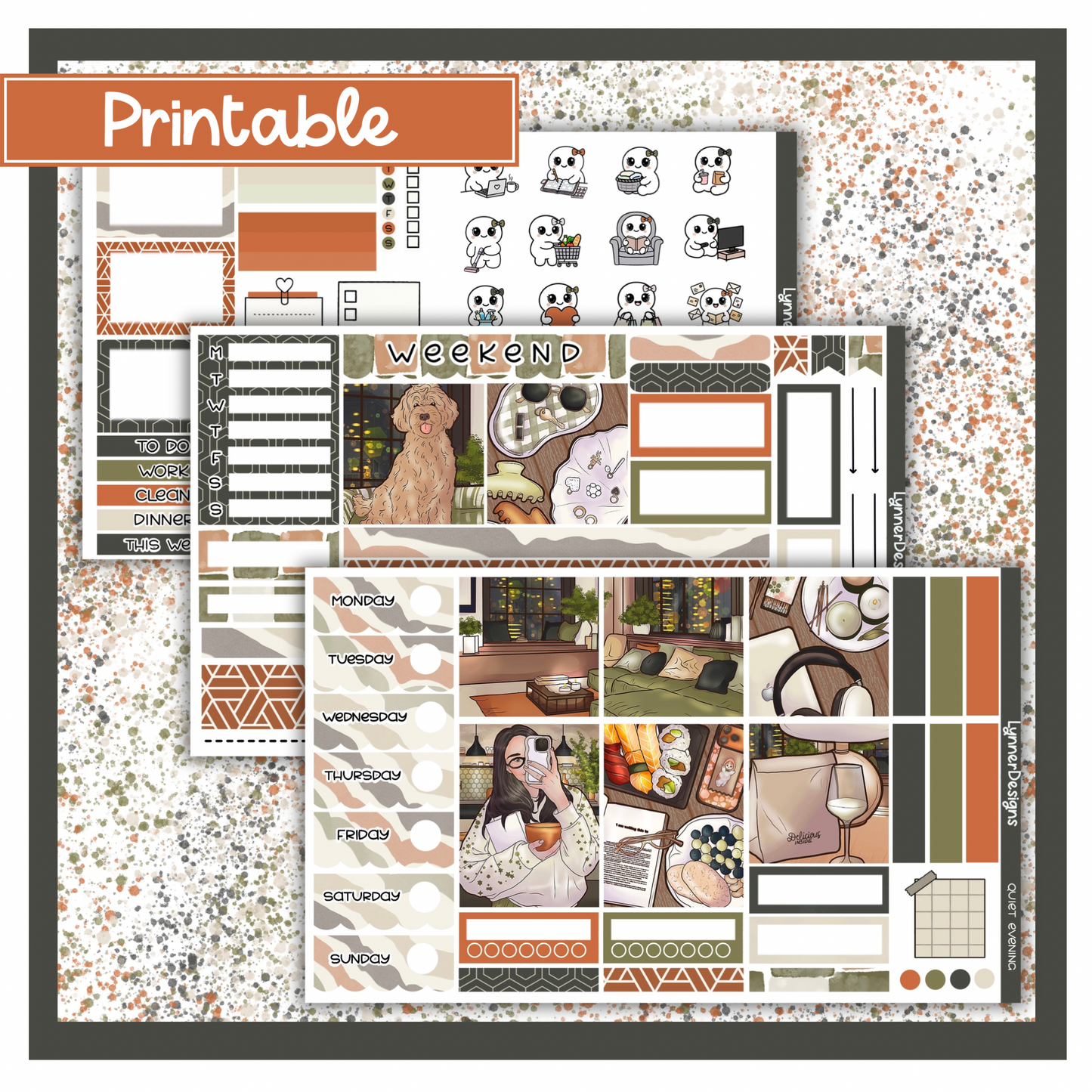 Printable - Quiet Evening Hobonichi Cousin Weekly Kit