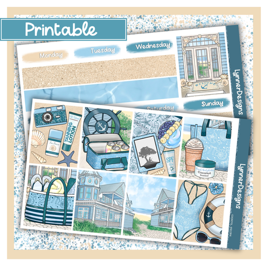 Printable - Coastal Escape - Vertical Weekly Kit