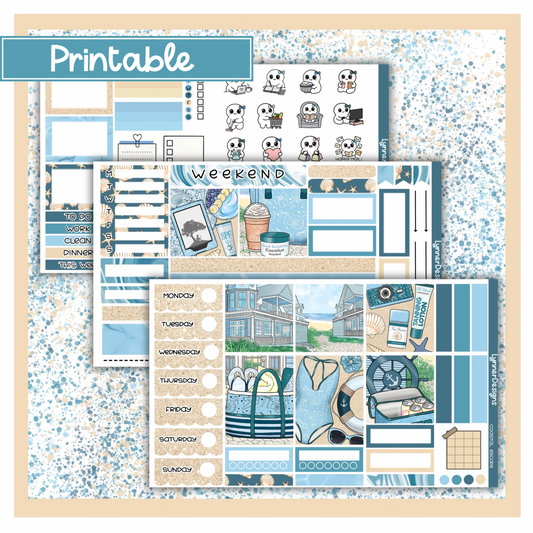Printable - Coastal Escape Hobonichi Cousin Weekly Kit