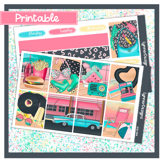 Printable - Retro Miami Weekly Kit